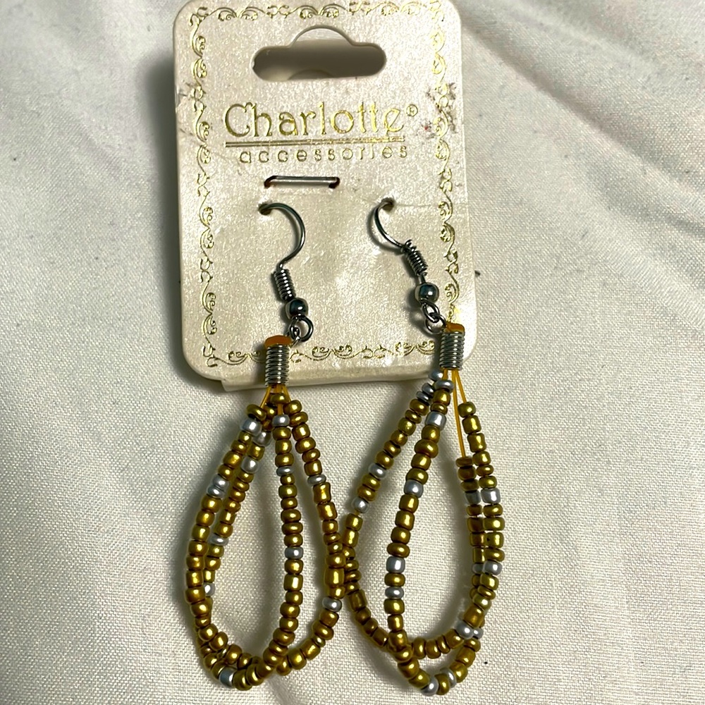 Silver/gold colored beaded earrings